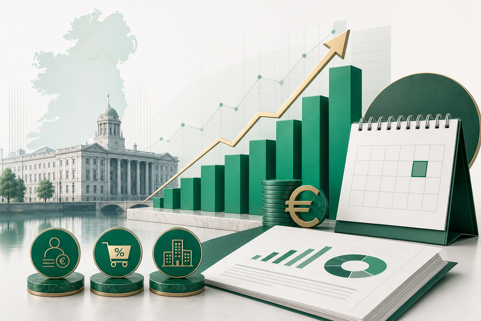 Cover illustration for "Ireland's H1 2026 Tax Receipts Hit €50 Billion as Exchequer Posts €700m Surplus" — Finance article on FinnAccountings