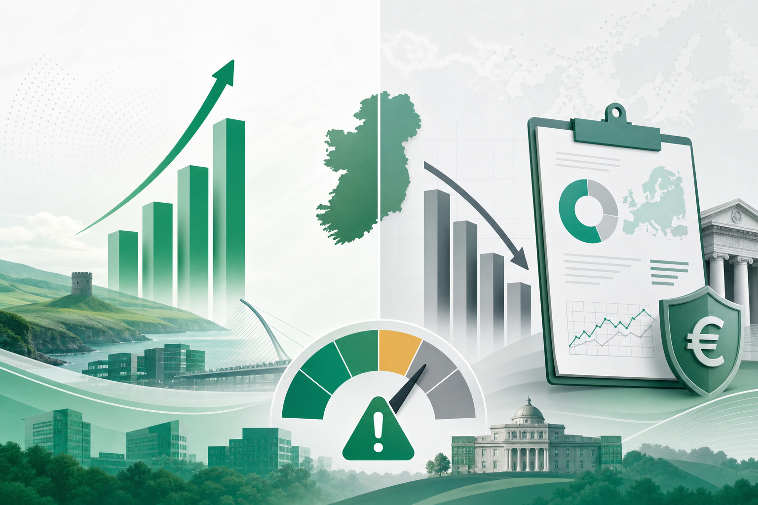 Cover illustration for "Ireland's €11 Billion Underlying Deficit: IFAC June 2026 Fiscal Assessment" — Finance article on FinnAccountings
