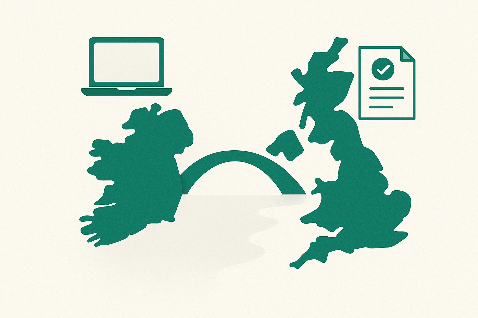 Cover illustration for "Ireland–UK Cross-Border Tax for Remote Workers in 2026" — Tax article on FinnAccountings