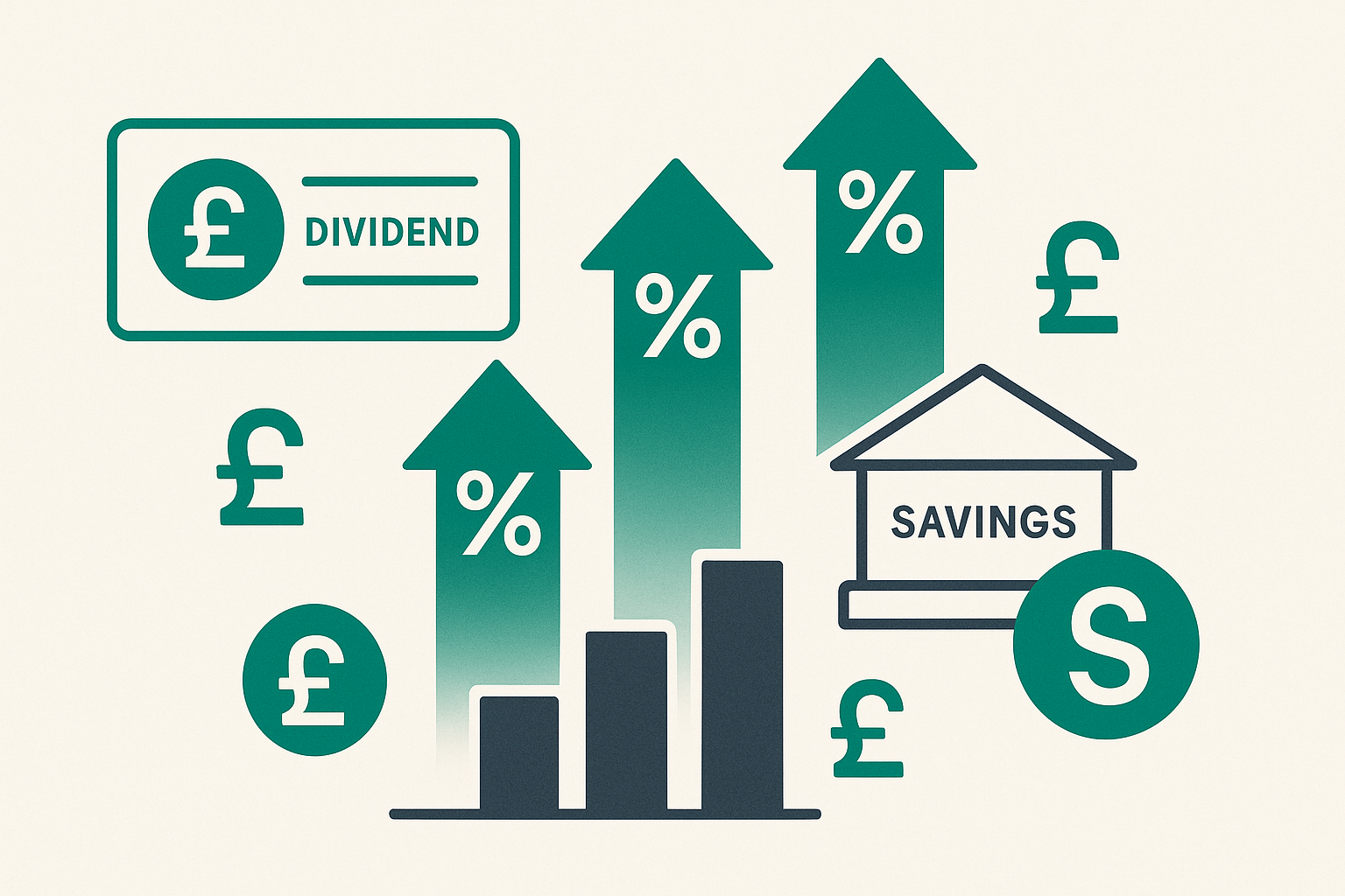 Cover illustration for "UK Dividend and Savings Tax Rises from April 2026: What Changes" — Tax article on FinnAccountings