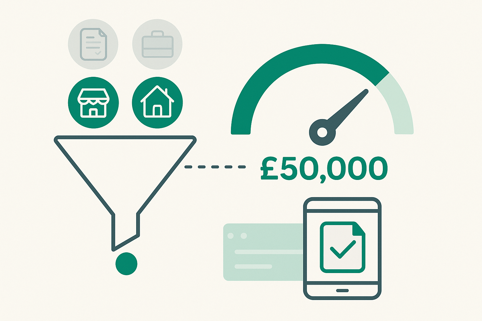 Cover illustration for "MTD Qualifying Income: What Counts Toward the £50,000 Threshold in 2026" — Tax article on FinnAccountings